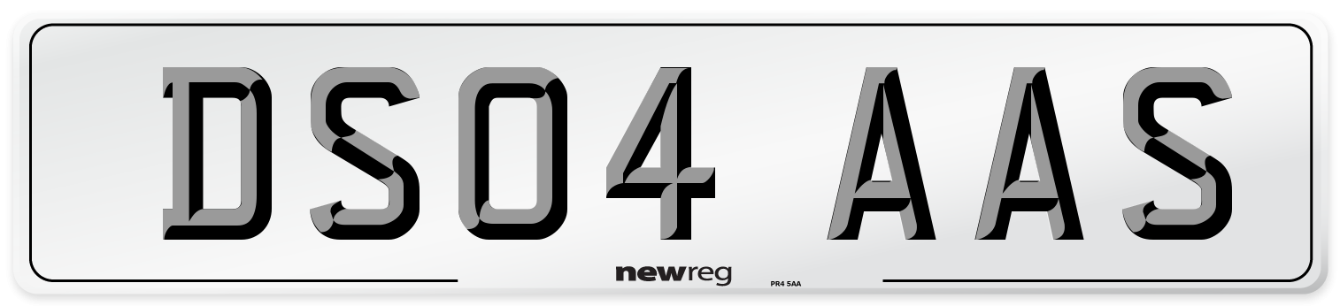 DS04 AAS Number Plate from New Reg